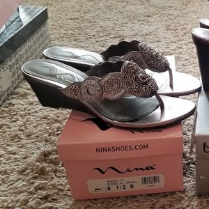 Nina wedge beaded sandals
